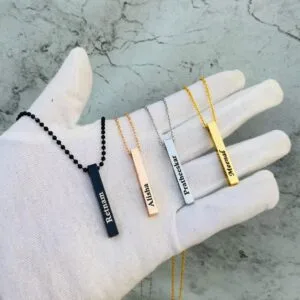 Keep Your Loved Ones Close with Our Personalized Bar Locket (Extra other side Per side 50rs plus)