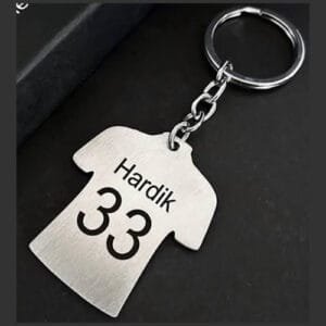 Stainless Steel Jersey Keychain | Custom Name & Number Engraving | Laser Marking Keychain