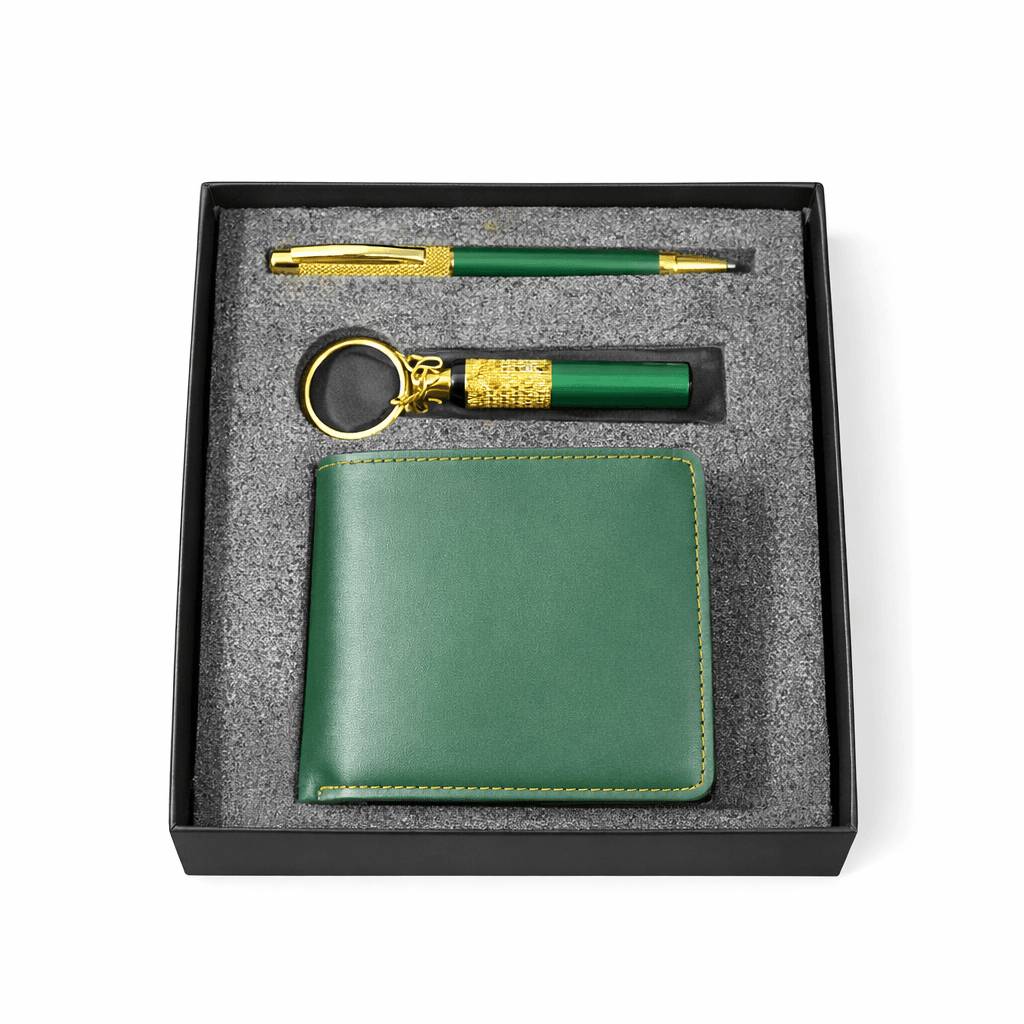 Premium Leather Wallet Gift Set with Metal Pen & Keychain | Luxury Corporate & Personal Gift - Image 2